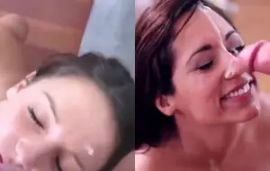 Goza na novinha com jato quente marcando a carinha dela
