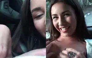 Gozando dentro da morena gostosa no banco do carro