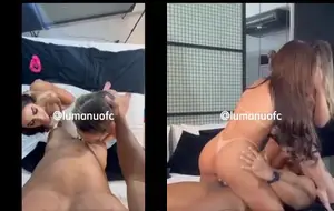 homem e mulher fazendo sexo com Andressa Urach e Manuela Luísa no quarto do videomaker