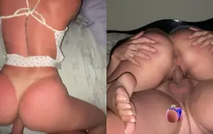 Homem e mulher fazendo sexo de quatro com rabuda quicando sem parar